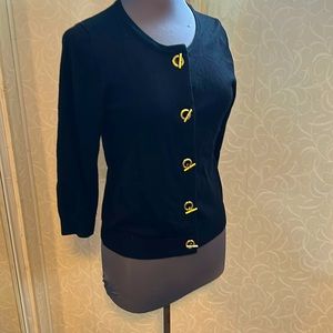 Women’s Ellen Tracy black with gold toggles sweater size Med